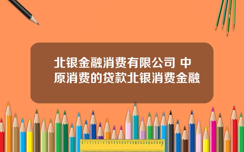 北银金融消费有限公司 中原消费的贷款北银消费金融